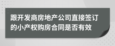 跟开发商房地产公司直接签订的小产权购房合同是否有效