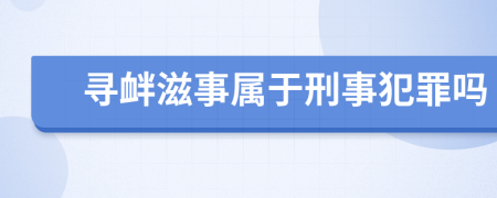 寻衅滋事属于刑事犯罪吗