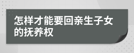 怎样才能要回亲生子女的抚养权