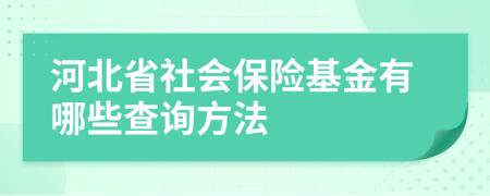 河北省社会保险基金有哪些查询方法