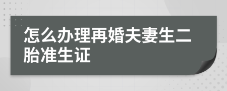 怎么办理再婚夫妻生二胎准生证