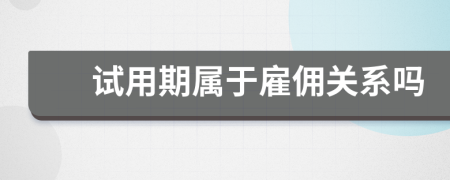 试用期属于雇佣关系吗