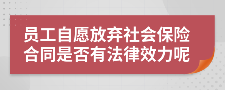 员工自愿放弃社会保险合同是否有法律效力呢