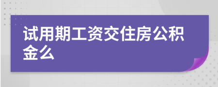 试用期工资交住房公积金么