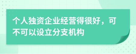 个人独资企业经营得很好，可不可以设立分支机构