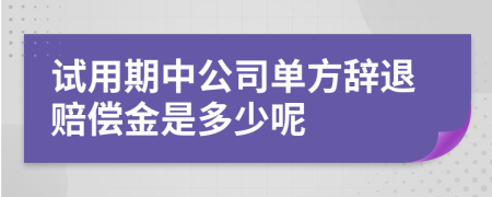 试用期中公司单方辞退赔偿金是多少呢
