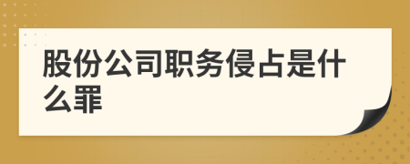 股份公司职务侵占是什么罪