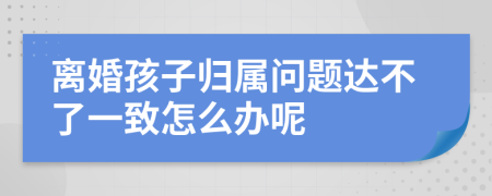 离婚孩子归属问题达不了一致怎么办呢