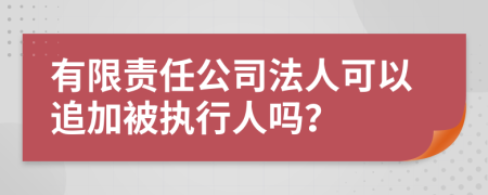 有限责任公司法人可以追加被执行人吗？