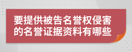 要提供被告名誉权侵害的名誉证据资料有哪些