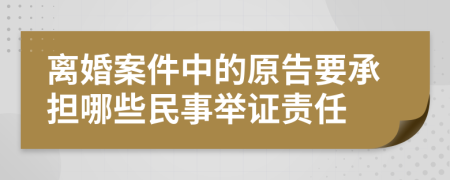 离婚案件中的原告要承担哪些民事举证责任