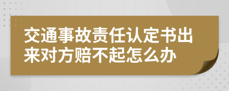 交通事故责任认定书出来对方赔不起怎么办