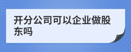 开分公司可以企业做股东吗