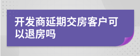 开发商延期交房客户可以退房吗