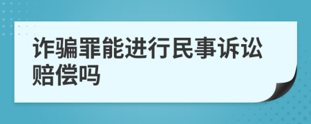 诈骗罪能进行民事诉讼赔偿吗