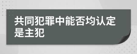 共同犯罪中能否均认定是主犯