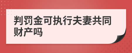 判罚金可执行夫妻共同财产吗