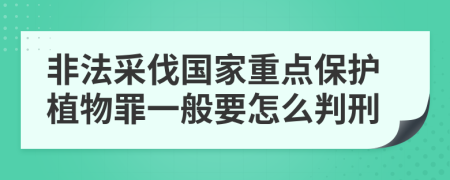 非法采伐国家重点保护植物罪一般要怎么判刑