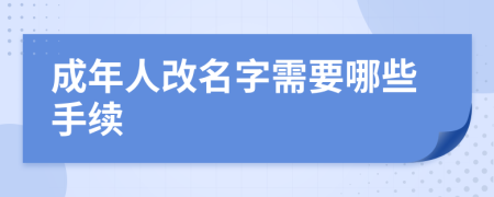 成年人改名字需要哪些手续