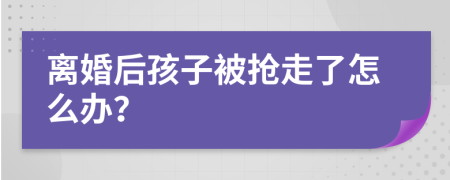 离婚后孩子被抢走了怎么办？