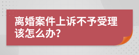 离婚案件上诉不予受理该怎么办？