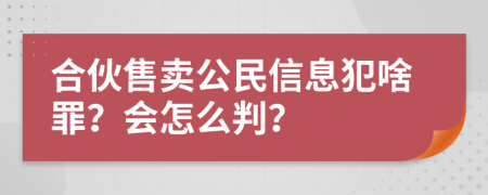 合伙售卖公民信息犯啥罪？会怎么判？