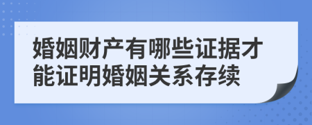 婚姻财产有哪些证据才能证明婚姻关系存续