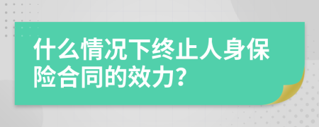 什么情况下终止人身保险合同的效力？