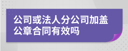 公司或法人分公司加盖公章合同有效吗