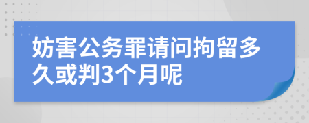 妨害公务罪请问拘留多久或判3个月呢