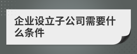 企业设立子公司需要什么条件