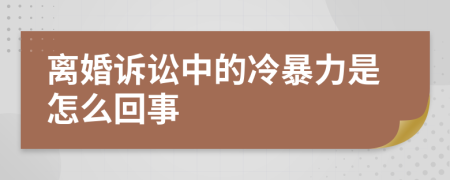 离婚诉讼中的冷暴力是怎么回事