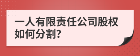 一人有限责任公司股权如何分割？