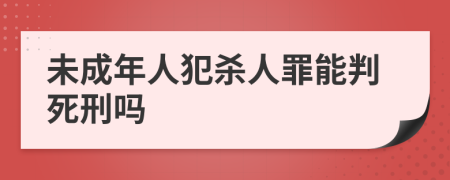 未成年人犯杀人罪能判死刑吗