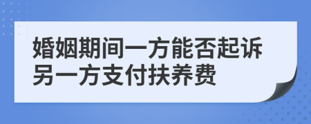 婚姻期间一方能否起诉另一方支付扶养费