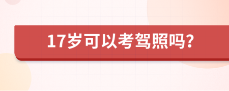 17岁可以考驾照吗？