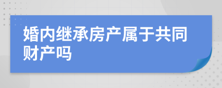 婚内继承房产属于共同财产吗