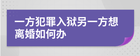 一方犯罪入狱另一方想离婚如何办