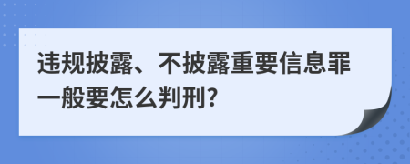 违规披露、不披露重要信息罪一般要怎么判刑?