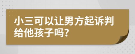 小三可以让男方起诉判给他孩子吗？