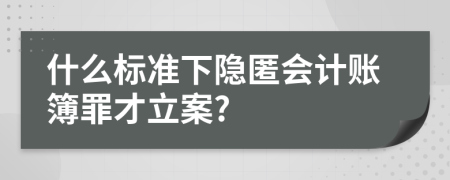 什么标准下隐匿会计账簿罪才立案?