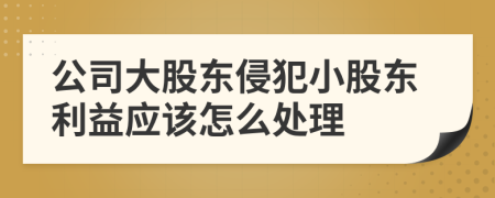 公司大股东侵犯小股东利益应该怎么处理