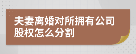 夫妻离婚对所拥有公司股权怎么分割