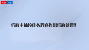 行政主体按什么程序作出行政处罚？