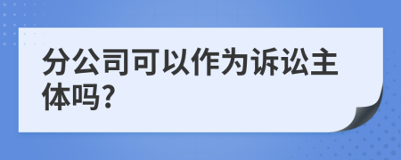 分公司可以作为诉讼主体吗?