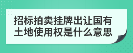 招标拍卖挂牌出让国有土地使用权是什么意思