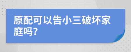 原配可以告小三破坏家庭吗？