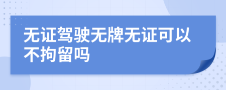 无证驾驶无牌无证可以不拘留吗