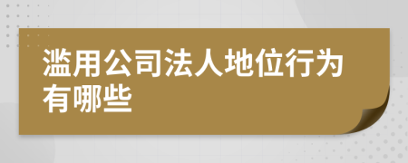 滥用公司法人地位行为有哪些