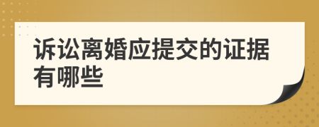 诉讼离婚应提交的证据有哪些